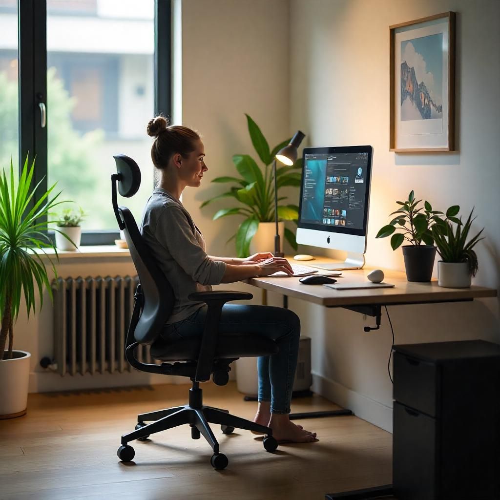 Mujer teletrabajando desde su casa